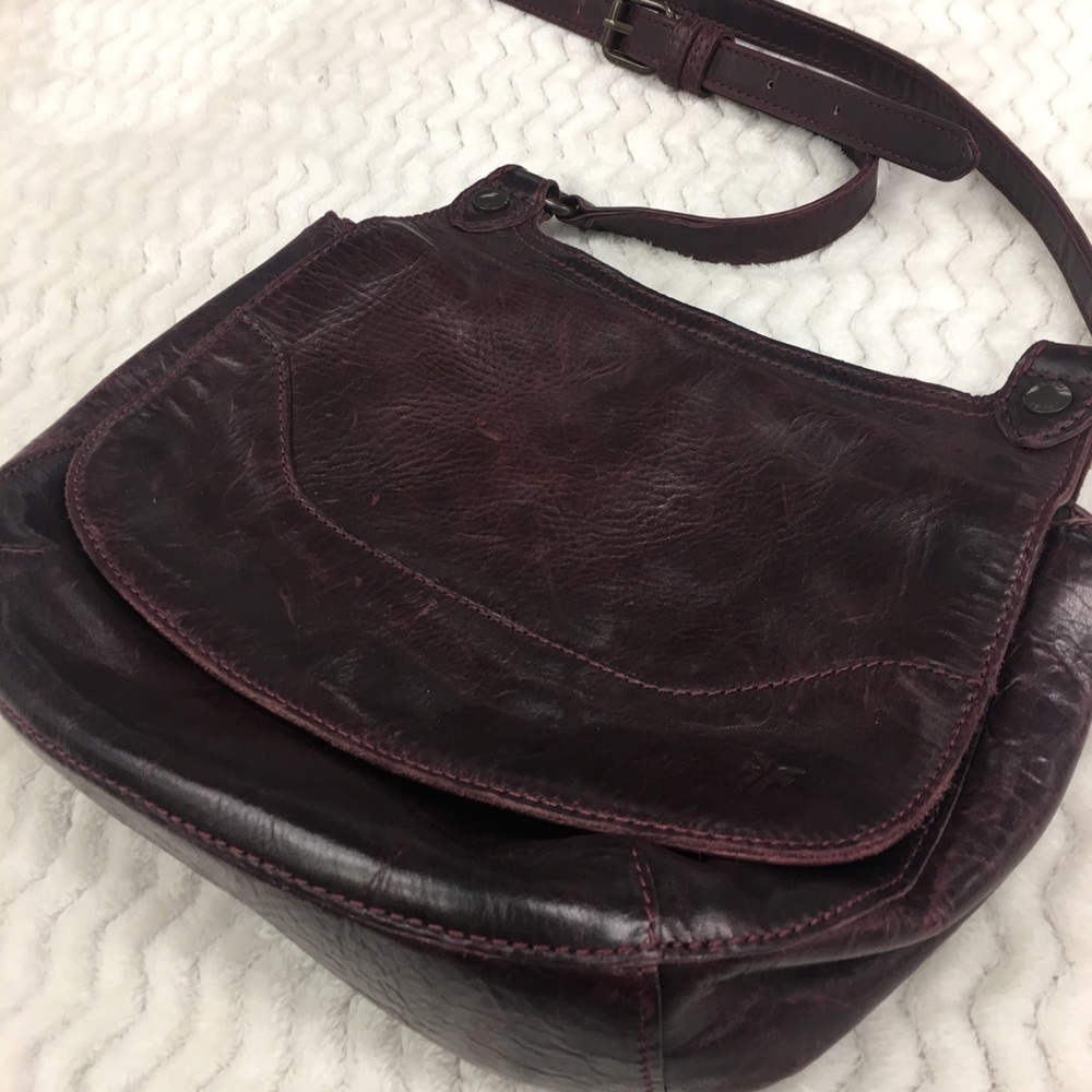 Vintage Frye Leather "Melissa" Style Saddle Bag Maroon Crossbody/Shoulder Bag
